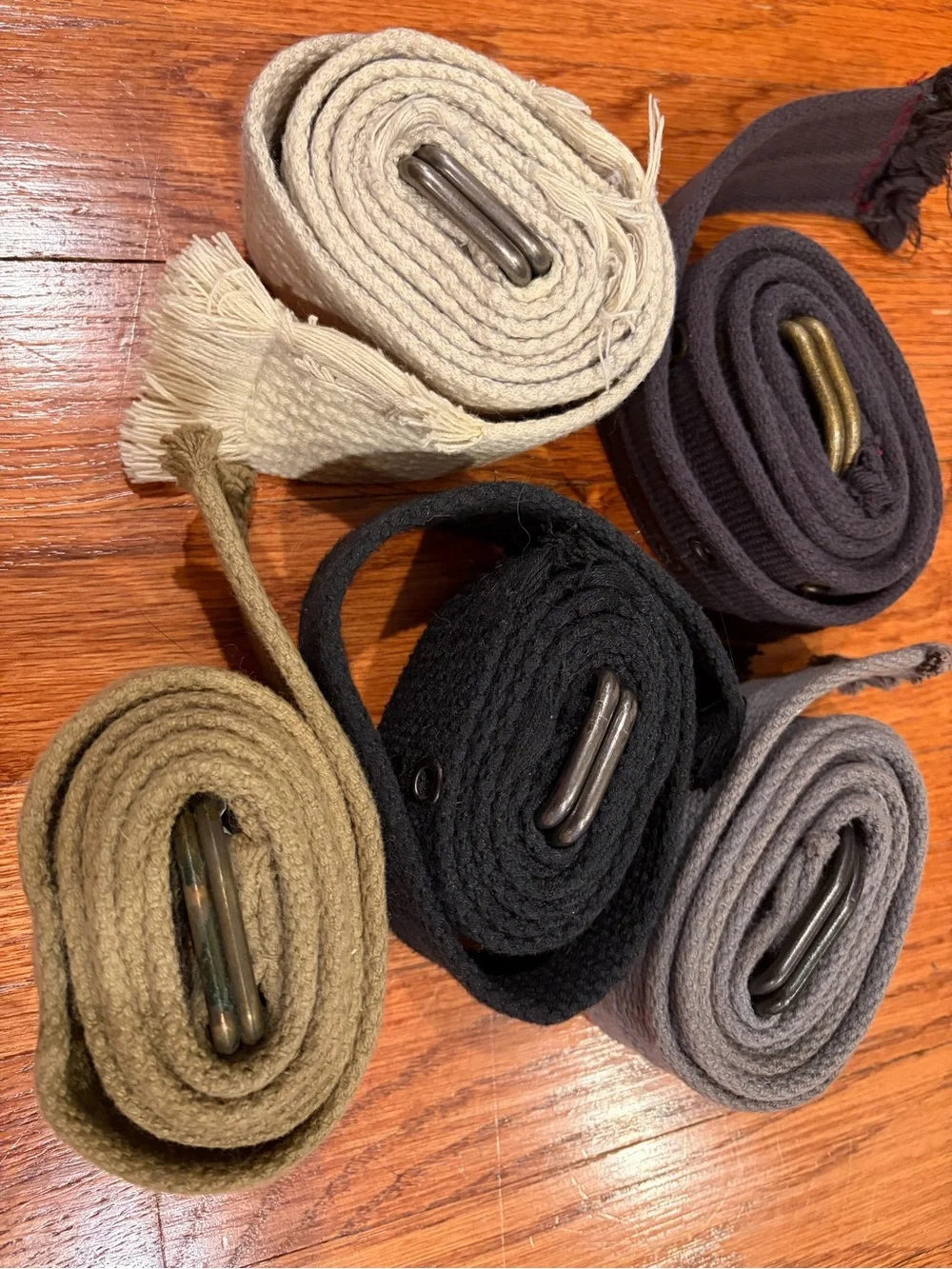 5 Canvas Men’s Webbing Belts- Black, Gray, Tan, Cream, Navy
